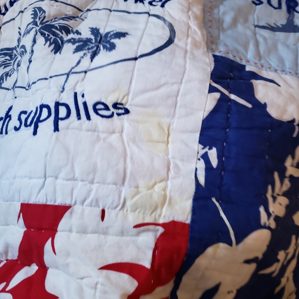 Pottery Barn Kids Quilt Island Surf Blue Twin Size Boys Surfer Beach