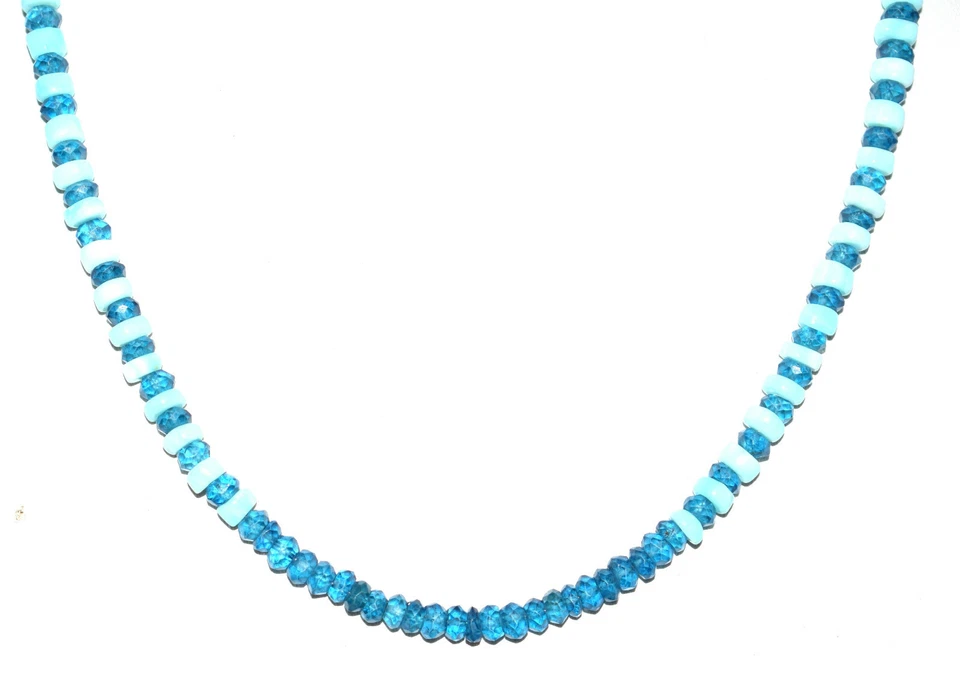 Topacio-Opal Piedras Preciosas 925 Plata Fina 4-5mm Cuentas Corte Redondo 20" Collar Filamento F1 Foto 3 de 4