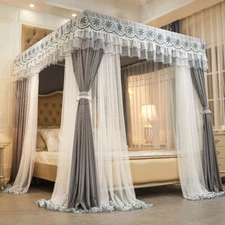 Luxury Canopy For Bed Drapes Mosquito Net With 4 Corner Frames Anti-mosquito Net
