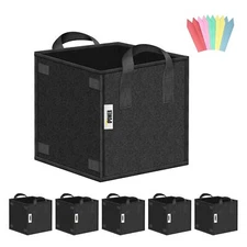 5-Pack 5 Gallon Square Grow Bags Vegetable/Flower/Plant Fabric Pots with Handles