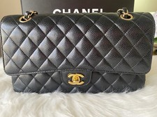 CHANEL Double Flap Classic Medium black  caviar gold HW Retail @ 10.8K