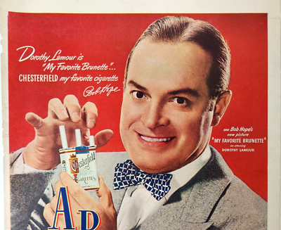 Bob Hope Movie Smoking Chesterfield 1947 Vintage Ad Magazine Print