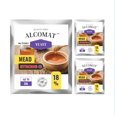 3 x Honigweinhefe Alcomat Mead STRONG Alkohol Hefe 18% Gärhefe Honigwein Wein