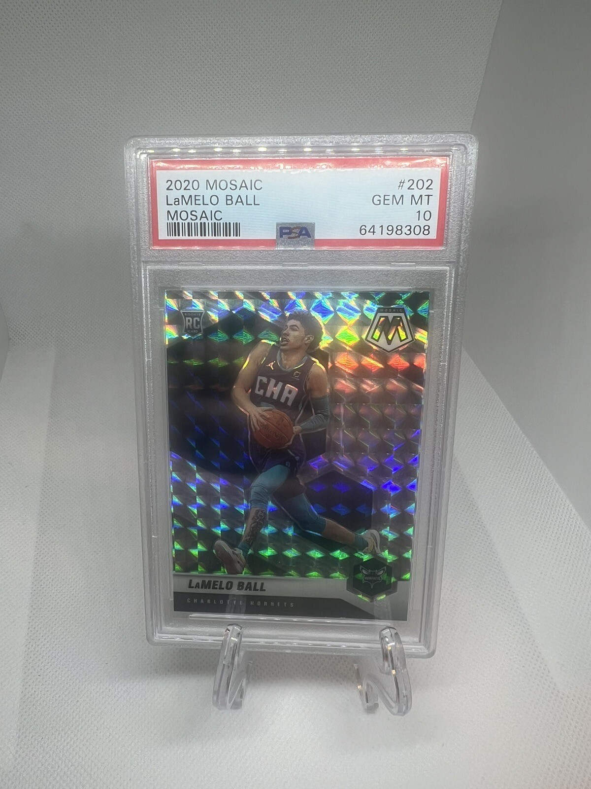 LaMelo Ball 2020 Mosaic Prizm Silver PSA 10 GEM #202 Rookie Card RC SP Hornets