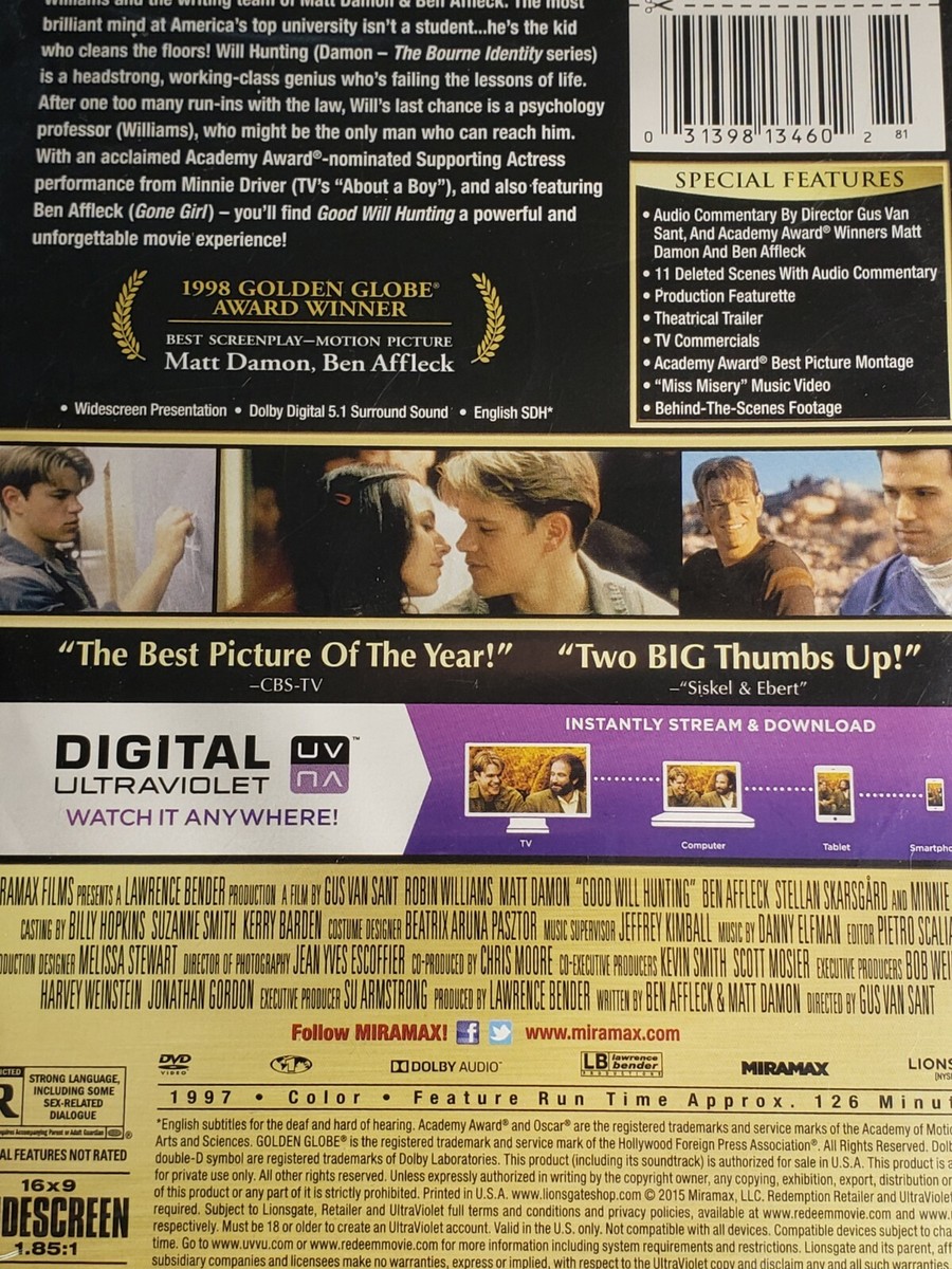 グッドウィルハンティング Good Will Hunting DVD 1997 Widescreen Robin Williams Matt