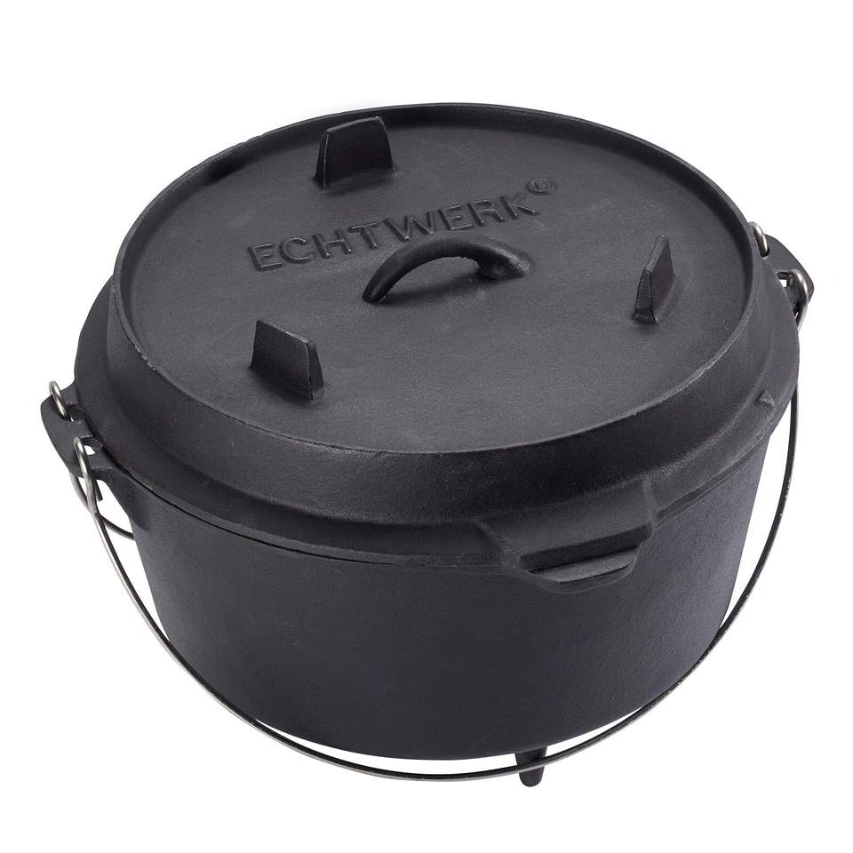 Echtwerk Gusseisen Dutch Oven 8 Liter Feuertopf Grilltopf Schmortopf