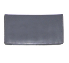 ILI Genuine Leather Checkbook Cover w/ RFB Card Slots and Pen Loop - Grey/Toffee