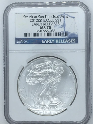 2012(S)  AMERICAN EAGLE 1oz Silver Bullion $1 Coin • NGC MS70 EARLY RELEASES 