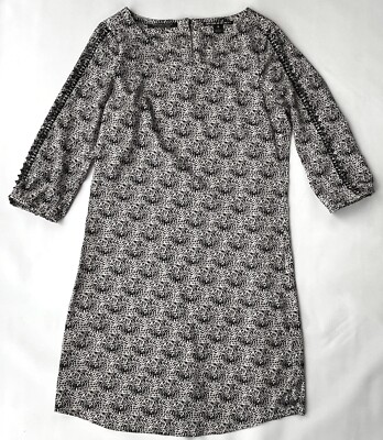 MAISON SCOTCH Black & Ivory Animal Print 3/4 Sleeve Pullover Dress Womens 1 (S)