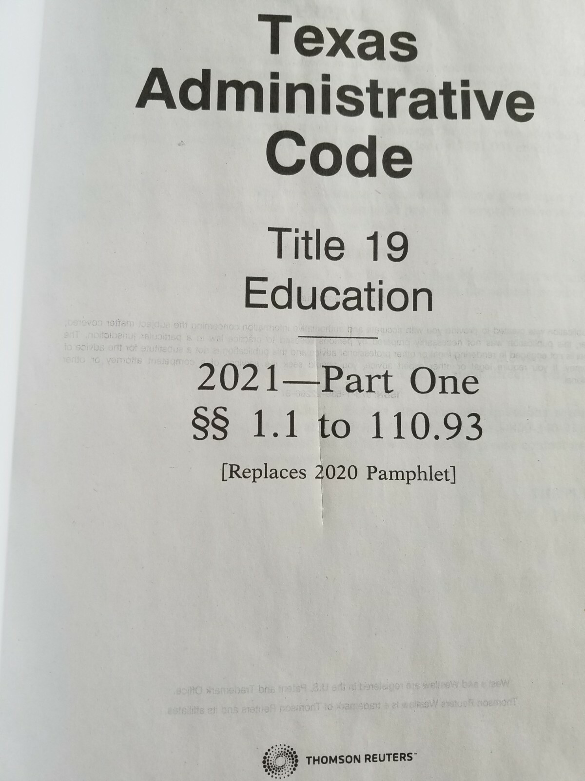 2021 Texas Administrative Code Title 19 Education Thomson Reuters