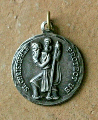 Vintage Signed BLI Sterling Silver St. Christopher Protect Us