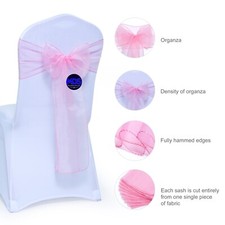 100 Blush Pink Organza Chair Sashes Chair Cover Wider Bows wedding party d cor