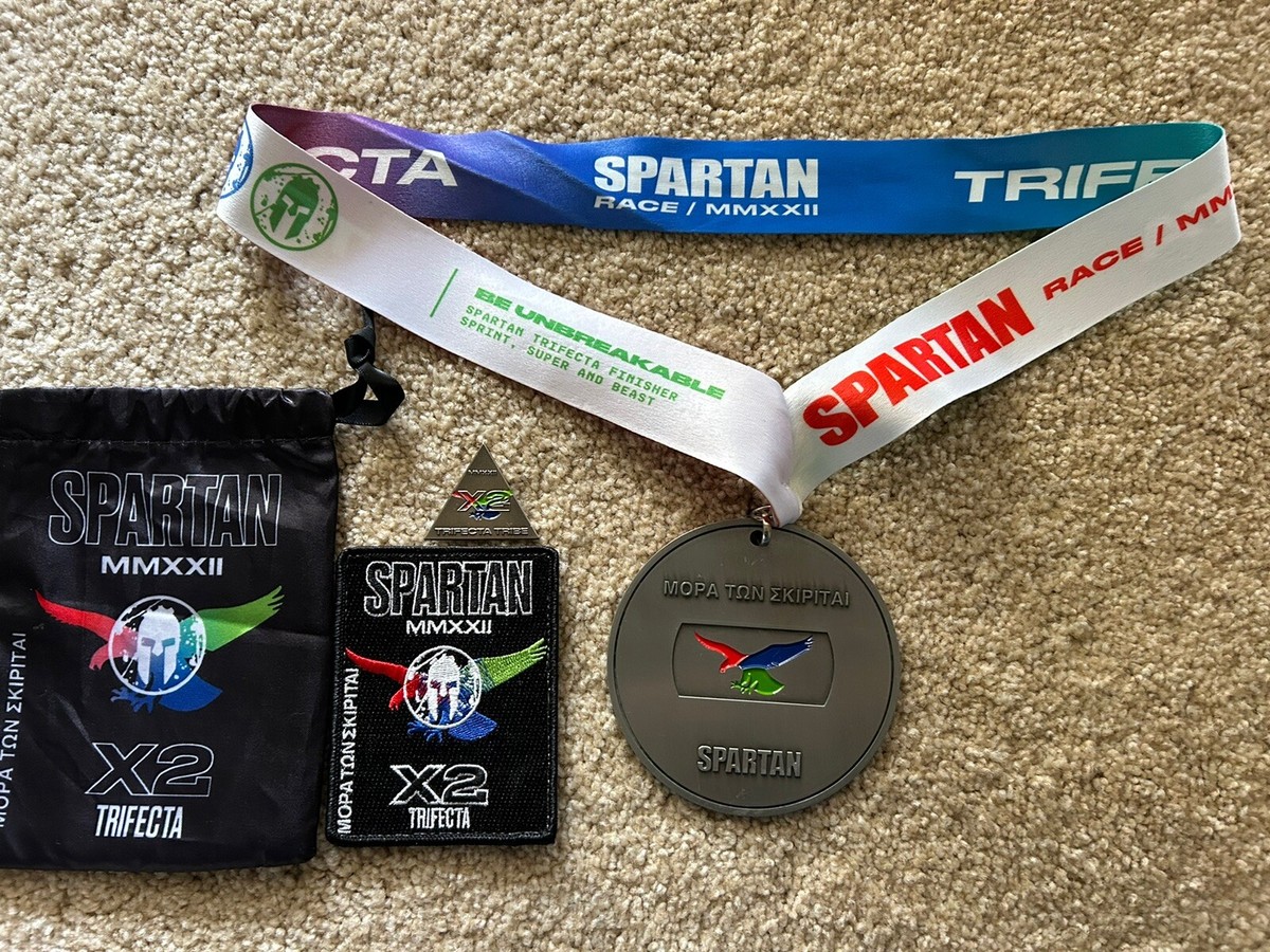 2022 Spartan Race Finisher Medal X2 Trifecta Plus Delta Wedge