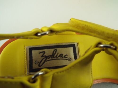 Sandalias vintage de plataforma zodiaco años 60 cuñas psicodélicas amarillo naranja verde - Imagen 7 de 14