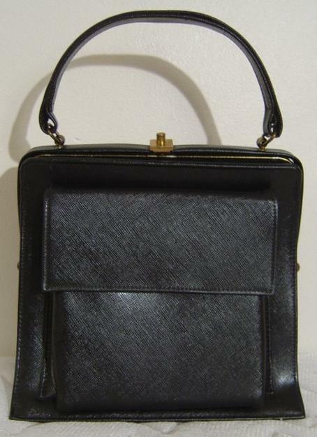 VINTAGE 50s 60s EMPRESS ROCKABILLY MOD BLACK FAUX LEATHER VINYL