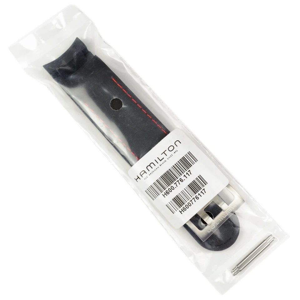 Correa de goma negra costura roja Hamilton X-Wind H600.776.117 22 mm Foto 3 de 3