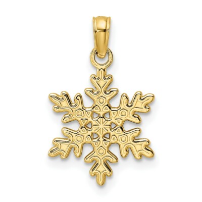 14k Gelbgold poliert Schneeflocke Anhänger
