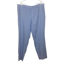 MNG Mango Linen Pants Womens 14 Blue Lightweight Trouser Coastal Career NWT