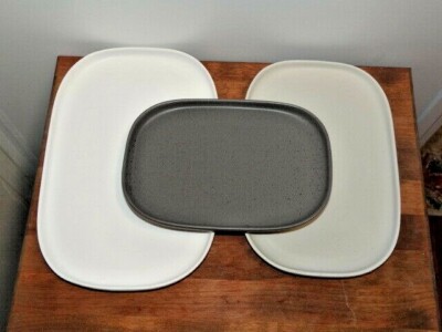 Maxwell Williams Elemental Rectangular plate set, White, beige, gray. Free Ship