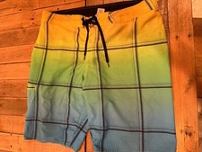 Hang Ten Board Shorts Mens Size 38 Checkered Swimsuit Bathing Beach Swim