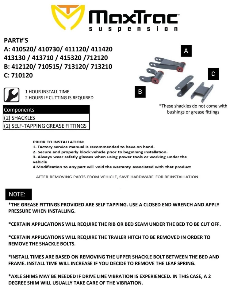 Grilletes traseros MaxTrac 415320 1,5"-2" para Nissan Titan 2004-2024 2x2/4x2 Foto 2 de 4