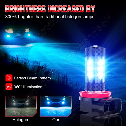 For Jeep Renegade 2015-2021 2pcs H11 H8 LED Fog / Driving Light Bulbs 8000K Blue - Foto 9 di 11
