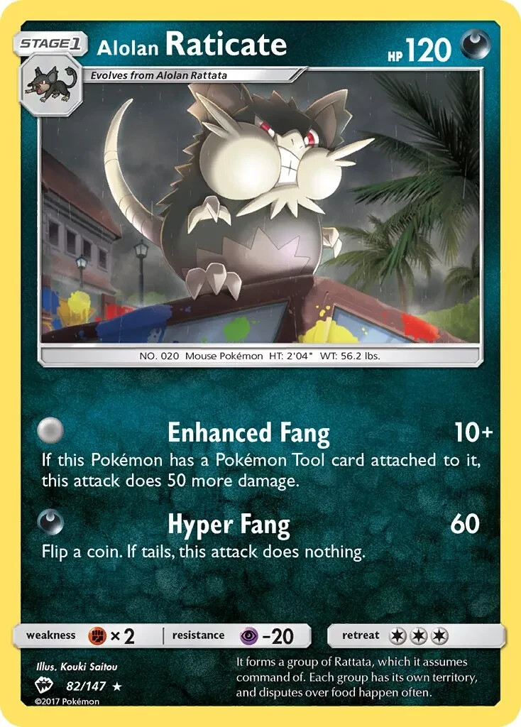 Alolan Raticate 82/147 Rare SM - Burning Shadows Pokemon TCG