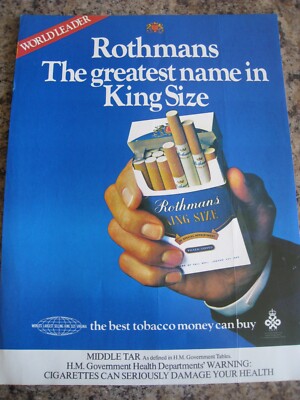 ROTHMANS GRÖSSTER NAME IN ZIGARETTEN KING SIZE MITTLERER TEER 1978 WERBUNG A4 AKTE 35