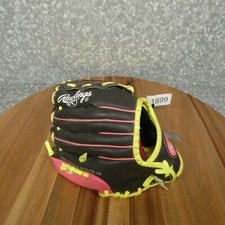 Rawlings WPL95DSP T-Ball Glove Youth 9.5" Right Hand Throw Black Pink Yellow