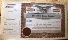Stock certificate Athletic Supply Company Toledo, Ohio  blank dated 191__
