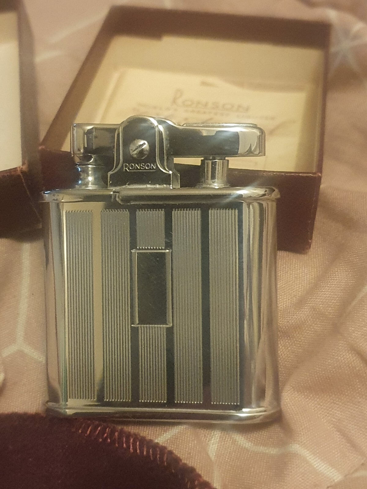 Ronson Whirlwind Lighter with Box and pouch Showroom Condition 1957