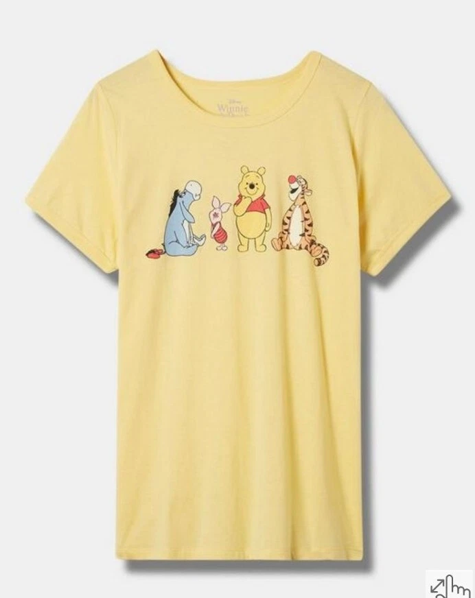 NWOT TORRID WINNIE THE POOH Yellow Crew Neck Classic Fit Ringer
