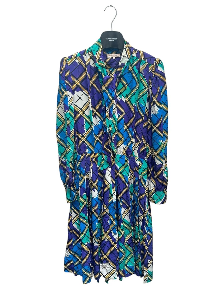 yves saint laurent silk dress Fall 1982 Yves Saint Laurent Iridescent Purple Silk Taffeta Gigot Sleeve Dress