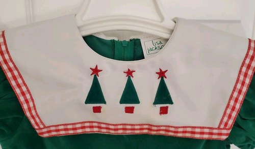 Vintage Christmas Lisa Jackson Green Velvet Girls Dress Size 4 - Picture 2 of 8
