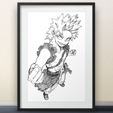 Kirishima Eijiro Art by Horikoshi - 11x17" Print - My Hero Academia Boku No Hero