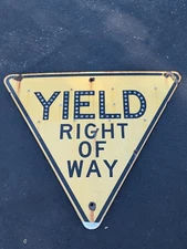 🔥 EXTREMELY RARE ANTIQUE PORCELAIN REFLECTORS YIELD RIGHT OF WAY ROAD SIGN C-62