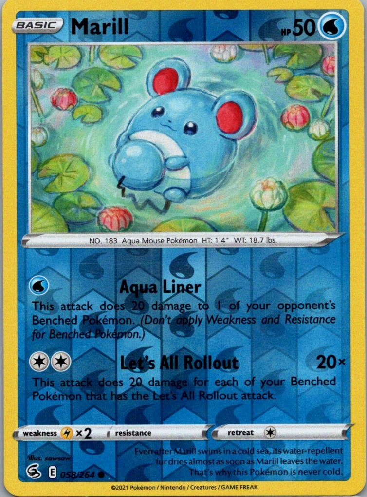 Pokemon TCG Marill 58/264 Fusion Strike Rev Holo NM