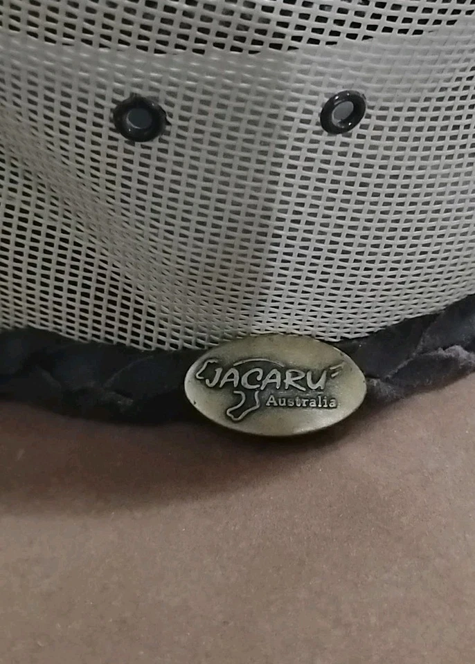 Sombrero Jacaru Para Hombre Mediano Verano Breeze Australia Marrón Tostado Malla/Gamuza Cuero *R Foto 2 de 4