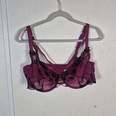 Cacique Lane Bryant Unlined Plunge Bra Lace Burgundy Size 42DD