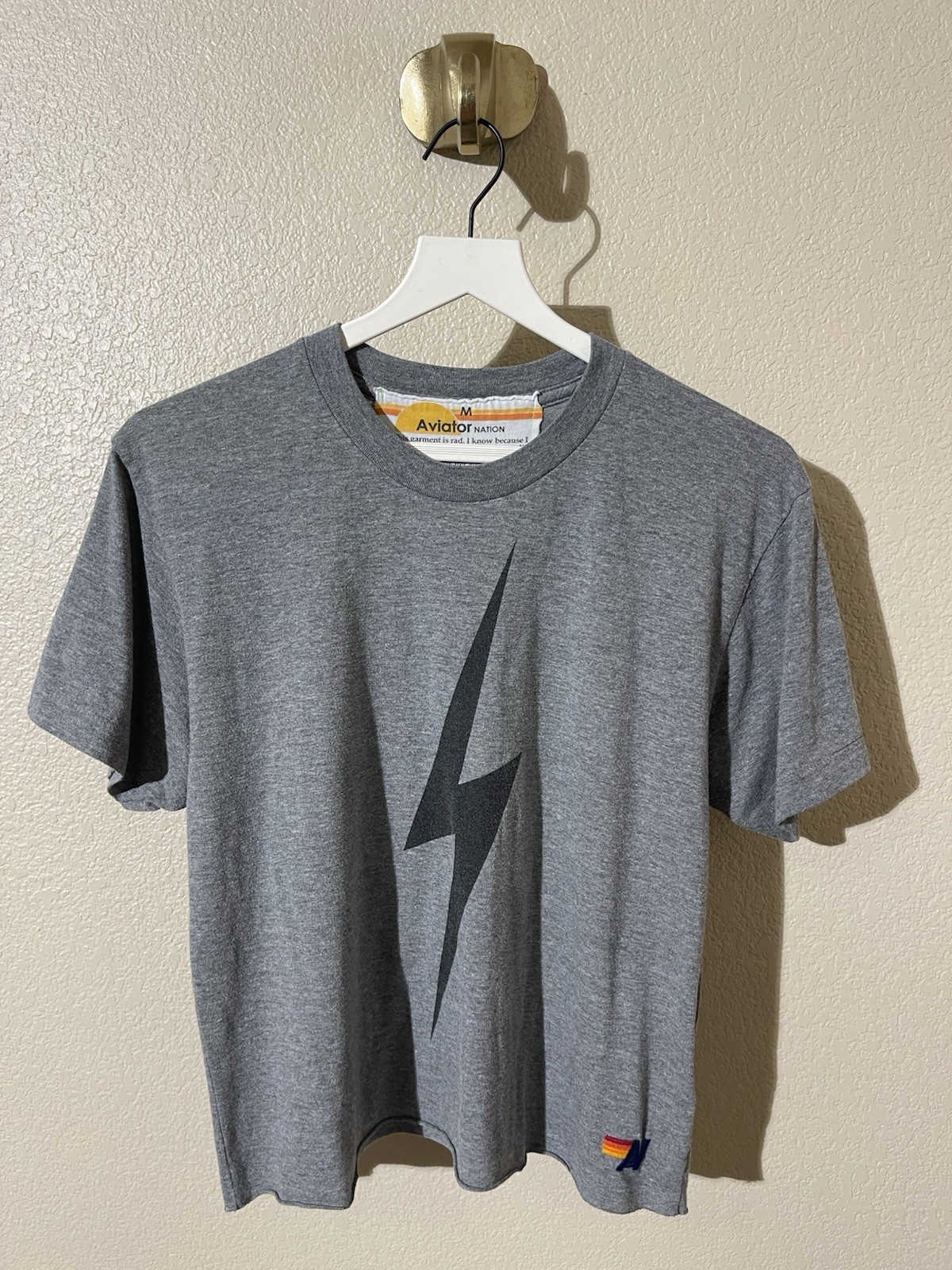 Aviator Nation Gray Bolt Graphic Tee Size Medium