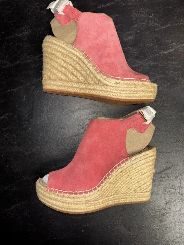 Sandalia alpargata Kenneth Cole Olivia rosa coral plataforma cuña gamuza 7,5 Foto 2 de 4