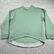 NOBULL Waffle Crewneck Pullover Womens Small Green Textured High Low Hem