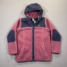 L.L. Bean Jacket Youth 14/16 L Navy Blue Pink Sherpa SOFT Fleece Hooded Zip NWT