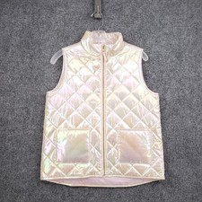 Crewcuts Quilted Vest Girls XL Youth Pink Full Zip Shimmer Sleeveless Outdoor