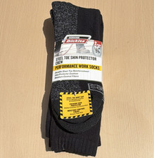 Dickies Steel Toe Shin Protector Crew Work Socks Cushioned 2 Pairs One Size