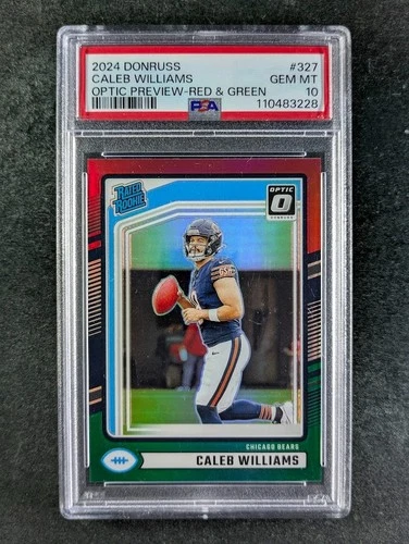 2024 Panini Donruss CALEB WILLIAMS Rated RC Red & Green Prizm Optic SP PSA 10