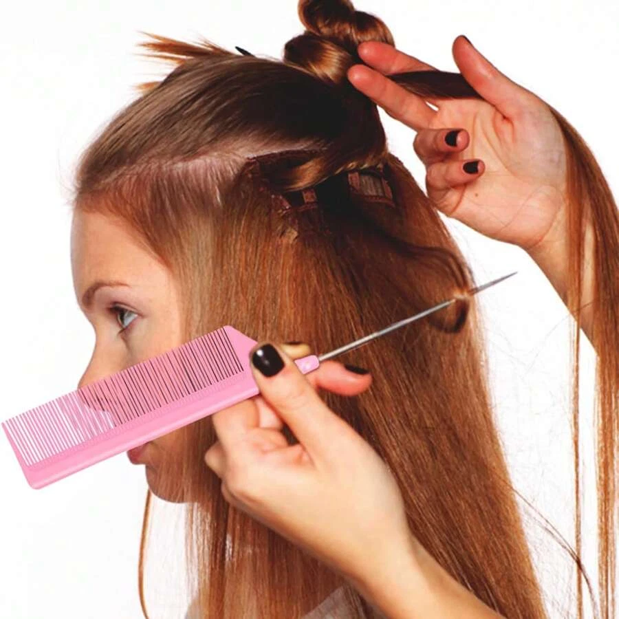 Peine de pelo cola de rata dientes finos pasador cola peine para seccionar teñido peinado Foto 2 de 4