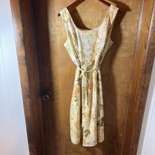 Cold water Creek Yellow Floral Sleeveless Midi Dress Size P16 Coquette Girlhood