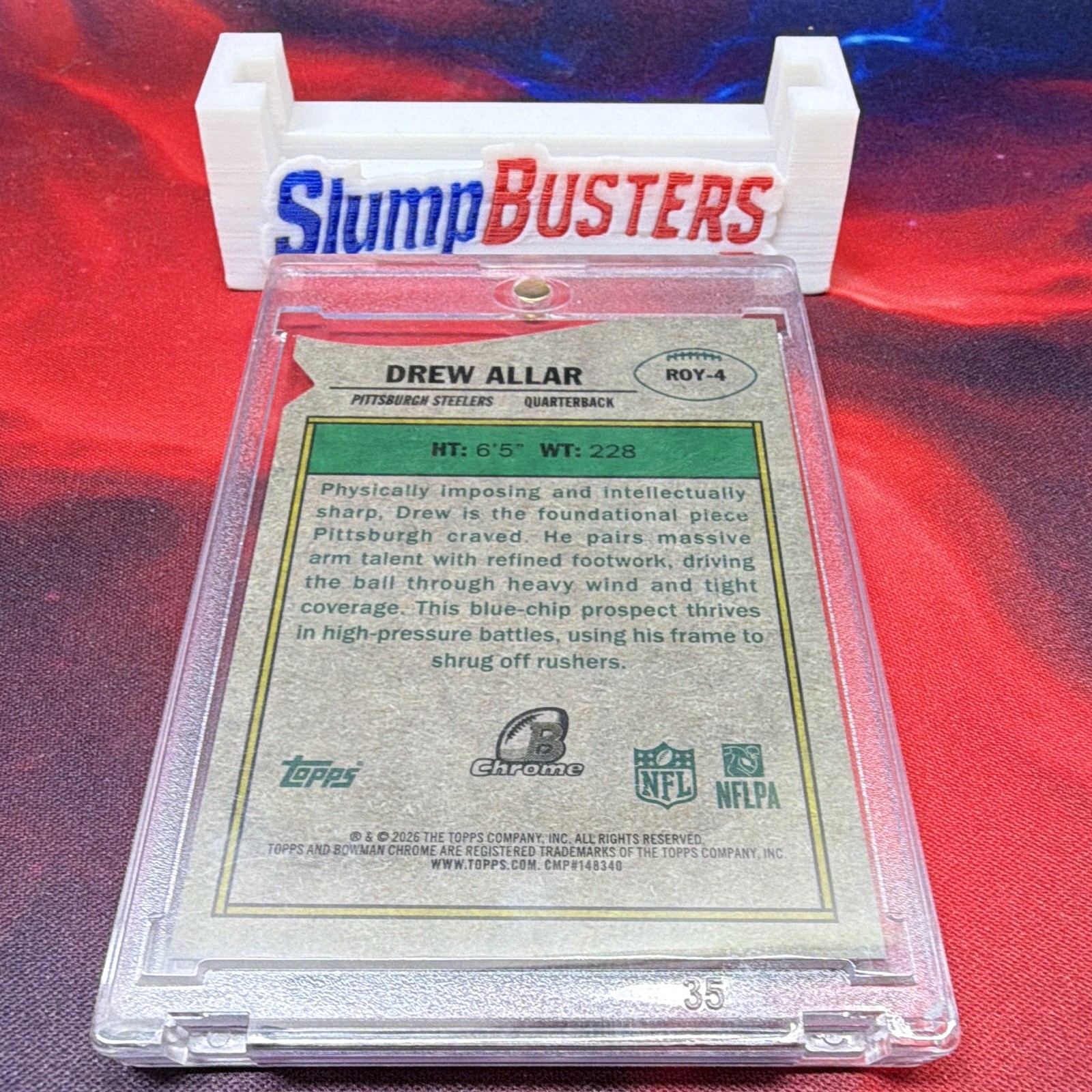 Topps Logog Topps Bowman Chrome 2026 ROY-4 Gold Drew Allar Rookie Steelers NFL 30/ ...