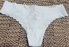 NWT Vintage Victoria  s Secret Thong Laser Cut No Show Powder Blue S